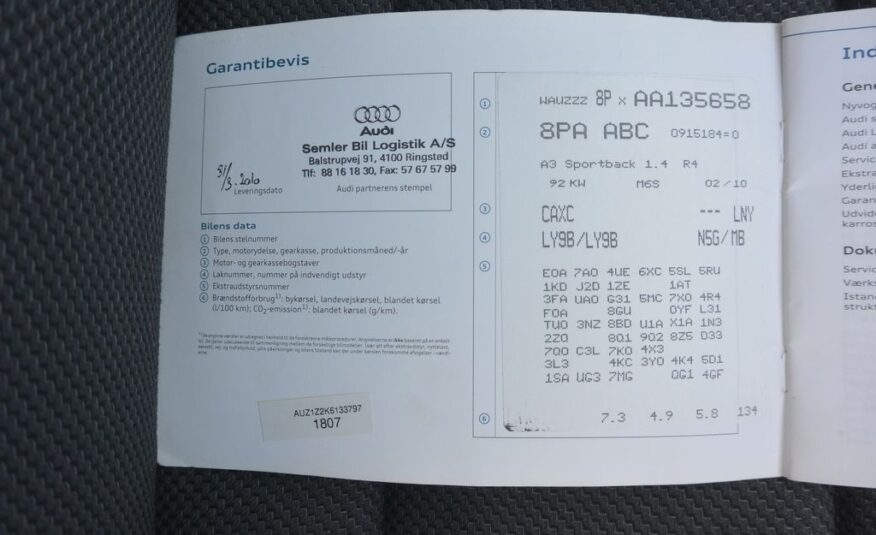 Audi A3 1.4TSi 92kW